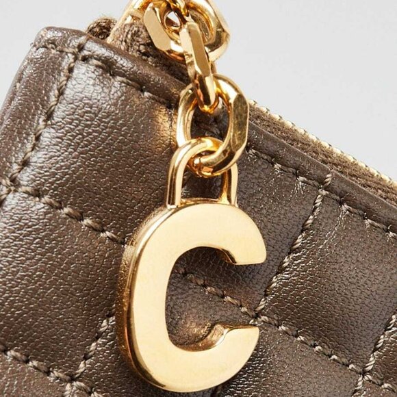 Celine Khaki Quilted Calfskin C Zip Pouch - Picture 4 of 9